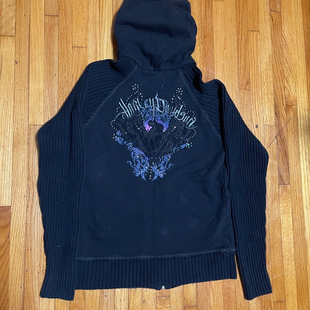Harley-Davidson Black and Purple Women's Sweater